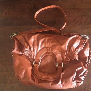 Brown faux leather bag